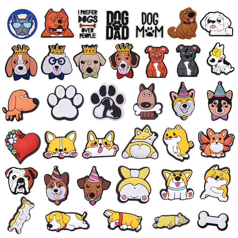 BLJE PVC Sapato Encantos Acessórios Bonito Dos Desenhos Animados Cão Decoração Pet Fivelas Para Tamanco Sandálias Pino P