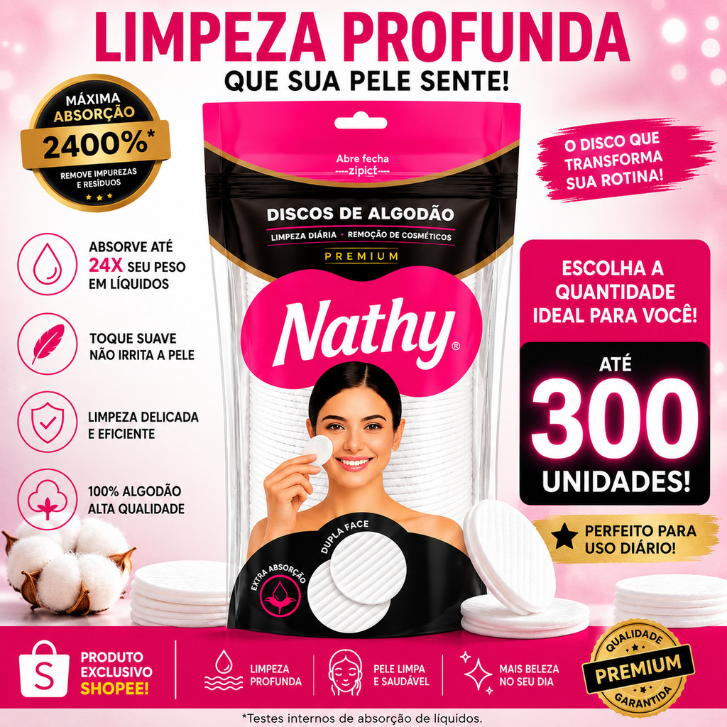 Disco de Algodão Limpeza Facial Remover Maquiagem e Esmalte