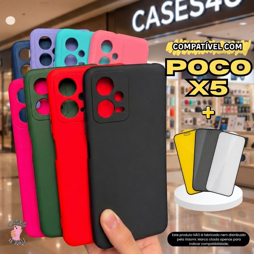 Capa compatível com Xiaomi Poco X5 Capinha + Película 3D Cerâmica Privacidade Câ