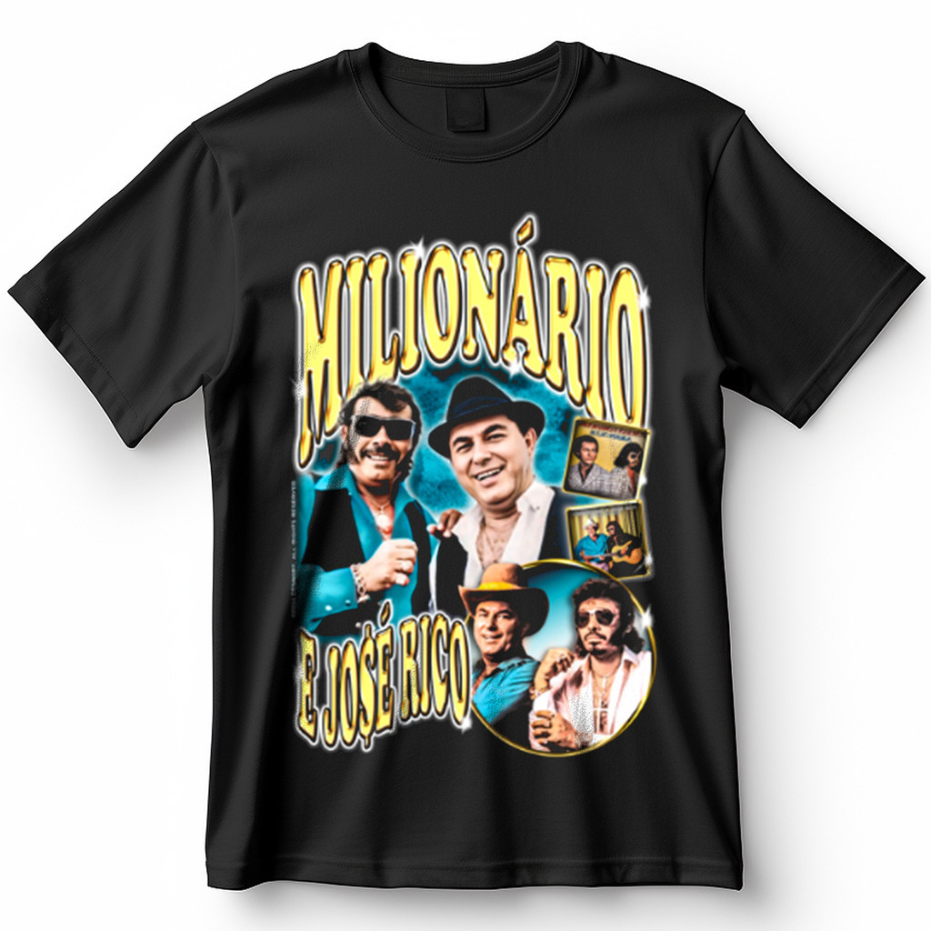 Camisa Milionário e José Rico Sertanejo Blusa Camiseta de Cantores 100% Algodão