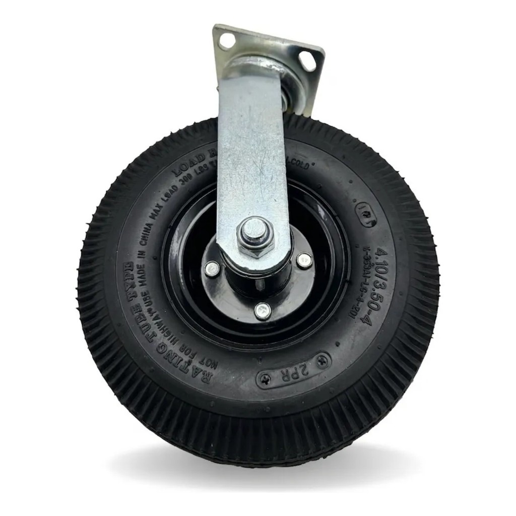 RODA 3.50 4 COM RODIZIO GIRATORIO COMPLETO COM ROLAMENTO 22MM CAMARA DE AR TR87 LISO