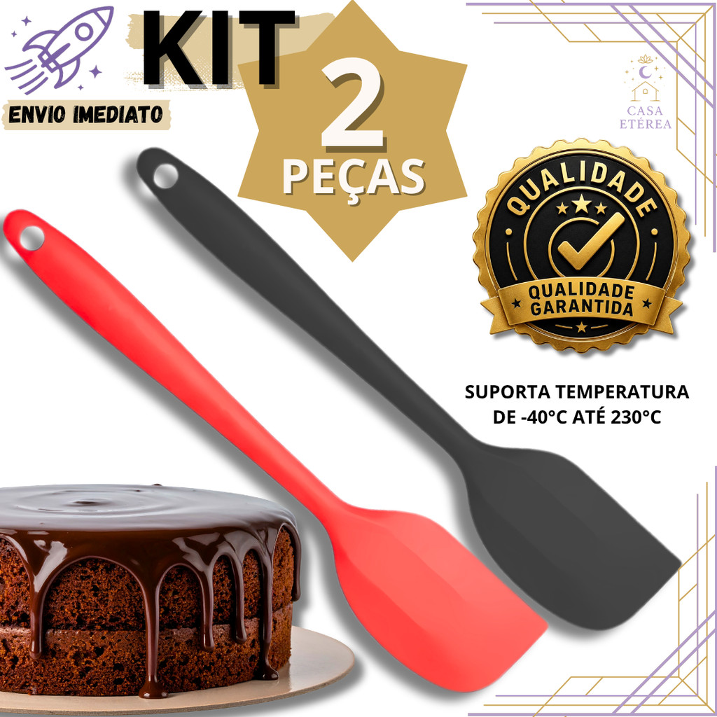 Jogo 2 Espátula Pão Duro de Silicone Resistente para Confeitaria Cozinha Restaurante Buffet e Padaria