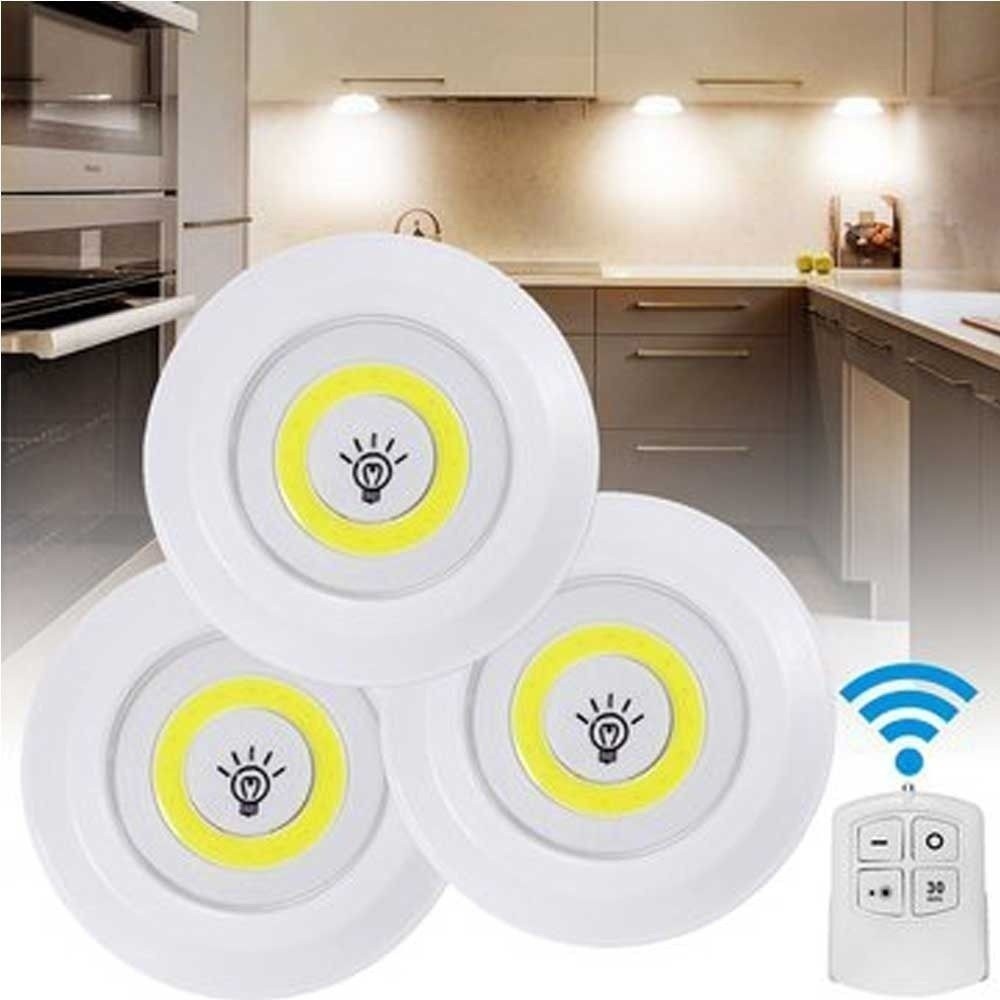 Kit 3 Lâmpada Luminária Led Spot Sem Fio Controle Remoto Prático Casa Quarto Acessórios Forte