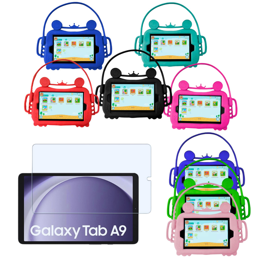 Capa Infantil Emborrachada Adaptada para Samsung Galaxy Tab A9 8.7 + Película de Vidro - Proteção Total para Crianças