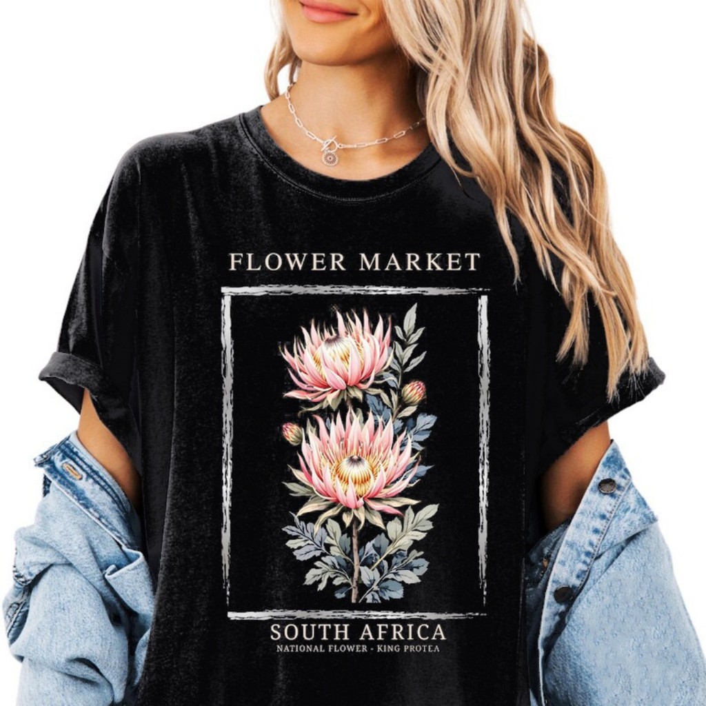 Camiseta Feminino King Protea Flower Mercado de Flores King Protea Tshirt Blusa Unissex Algodão Premium Streetwear