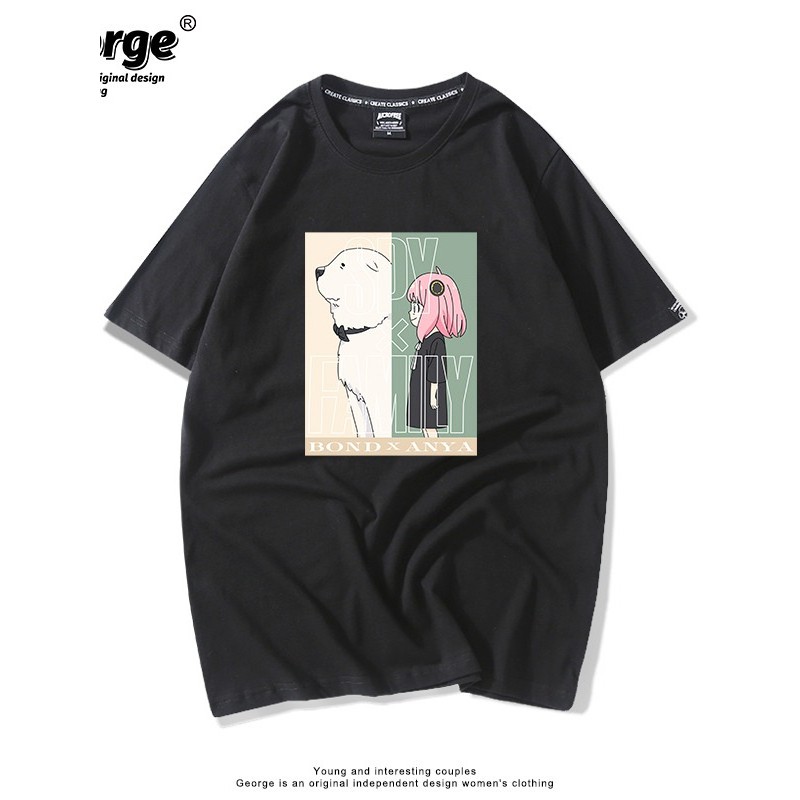BR.Moonlight unissex oversized Camiseta Anime Anya e Bond Spy x Family Estilo Kawaii Algodão Premium Streetwear