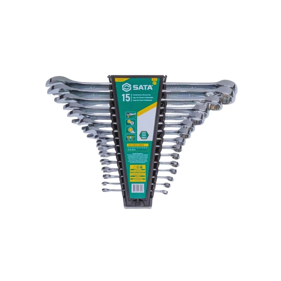 Jogo De Chaves Combinadas 6 A 32mm 15 Peças Sata Com Suporte