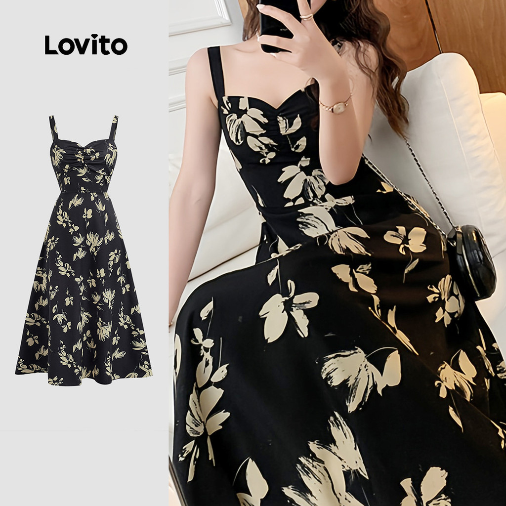 (New) Lovito Vestido Elegante com Babados Primavera/verão para Mulheres L149ED517 em Oferta na Shopee