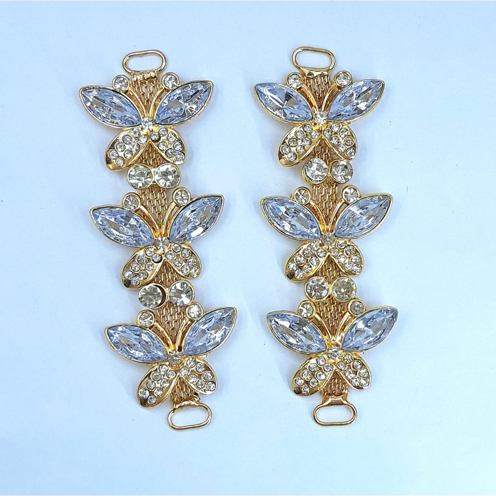 Cabedal Lateral Trio de Borboletas - Cristal em Oferta na Shopee