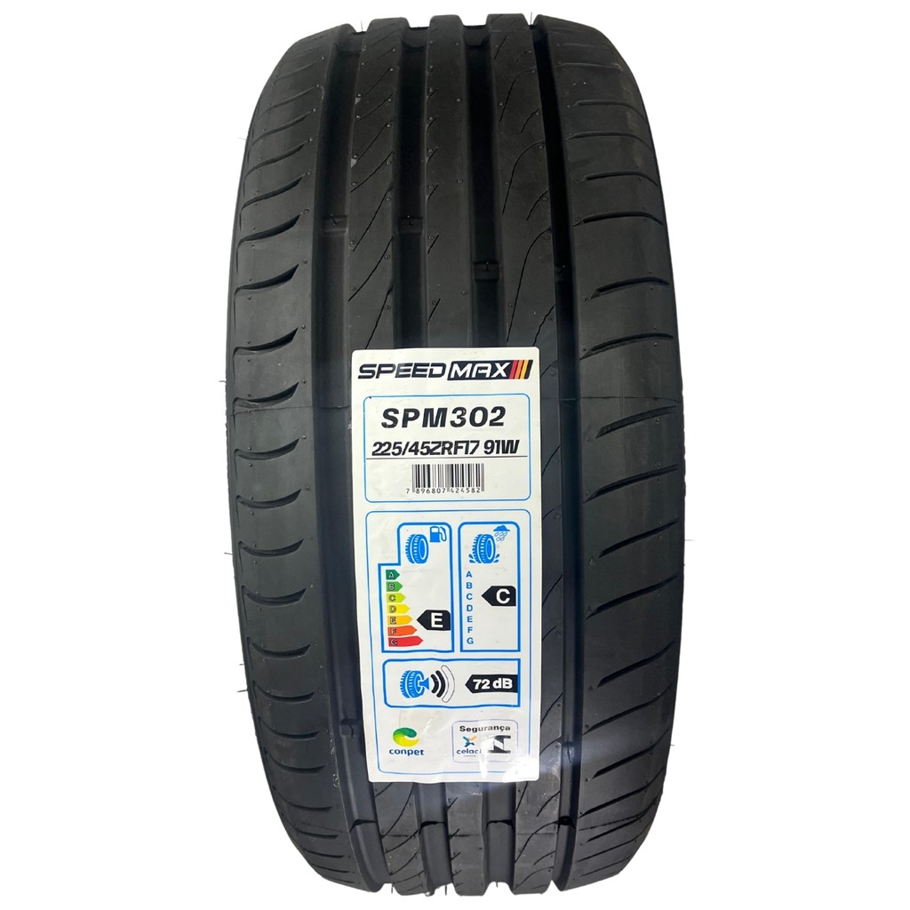 Pneu 225/45R17 91W SPM302 Speedmax Runflat Aro 17 Esportivo Inmetro Audi A3 BMW Série 1 Honda Civic