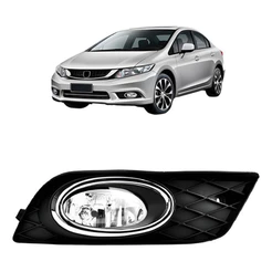 Farol Milha Auxiliar Civic 2013 2014 Grade Aro Cromado