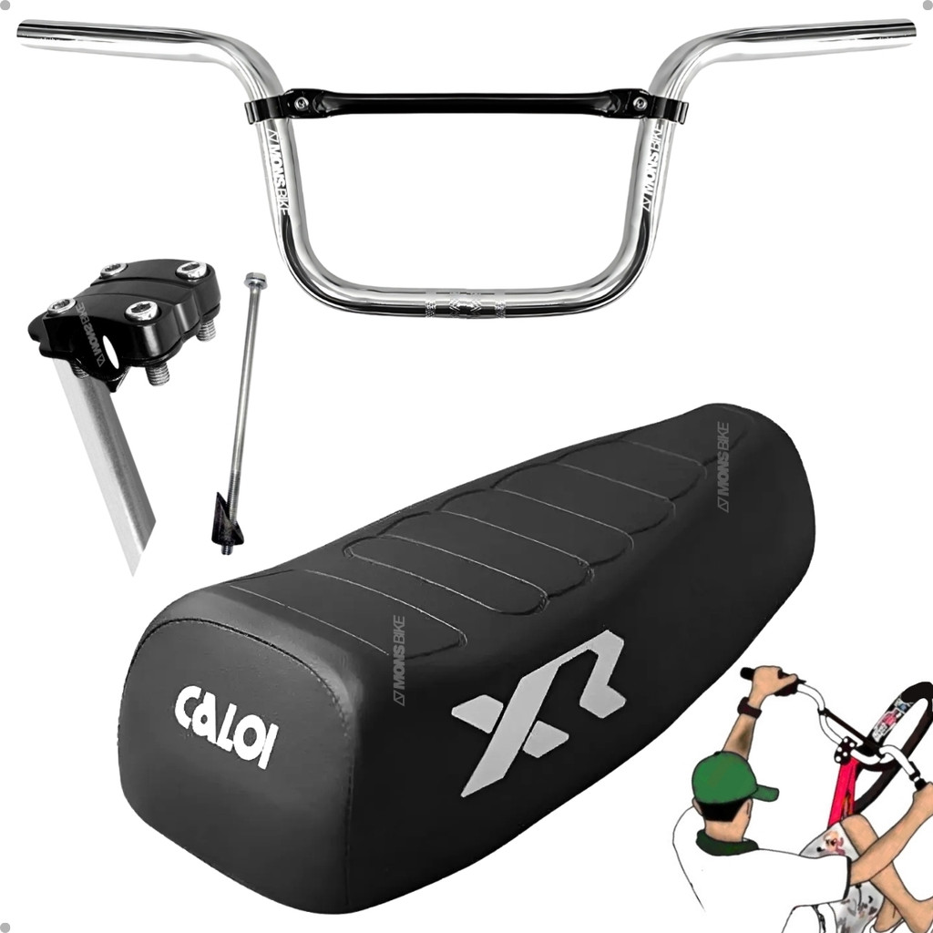 Banco Mobilete Caloi XR + Guidão Bike Tipo Moto + Mesa Mesinha + Barrinha Motorizada Montadinha