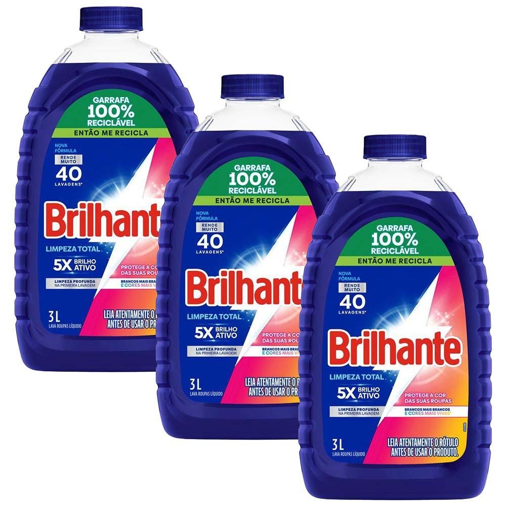 Kit 3 Sabão Líquido Brilhante Limpeza Total 3L em Oferta na Shopee