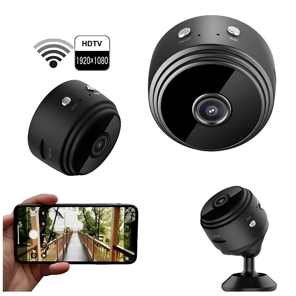 Mini Câmera A9 Wi‑Fi 1080p – Detecção de Movimento, Gravação em Micro‑SD, Suporte