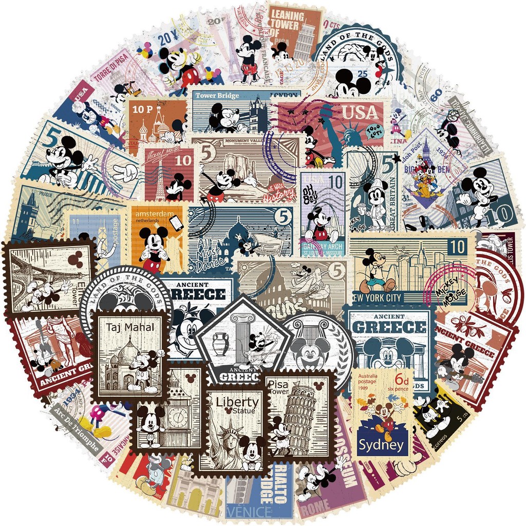 Adesivos PET Transparentes De 50 Peças Da Disney Oficialmente Licenciados Retrô Mickey Stamp Graffiti-Decoração DIY Para em Oferta na Shopee