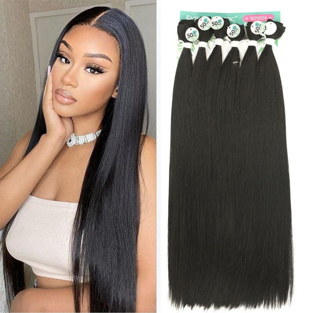 Cabelo liso bio fibra entrelace 50cm 6 telas fashion classic em Oferta na Shopee