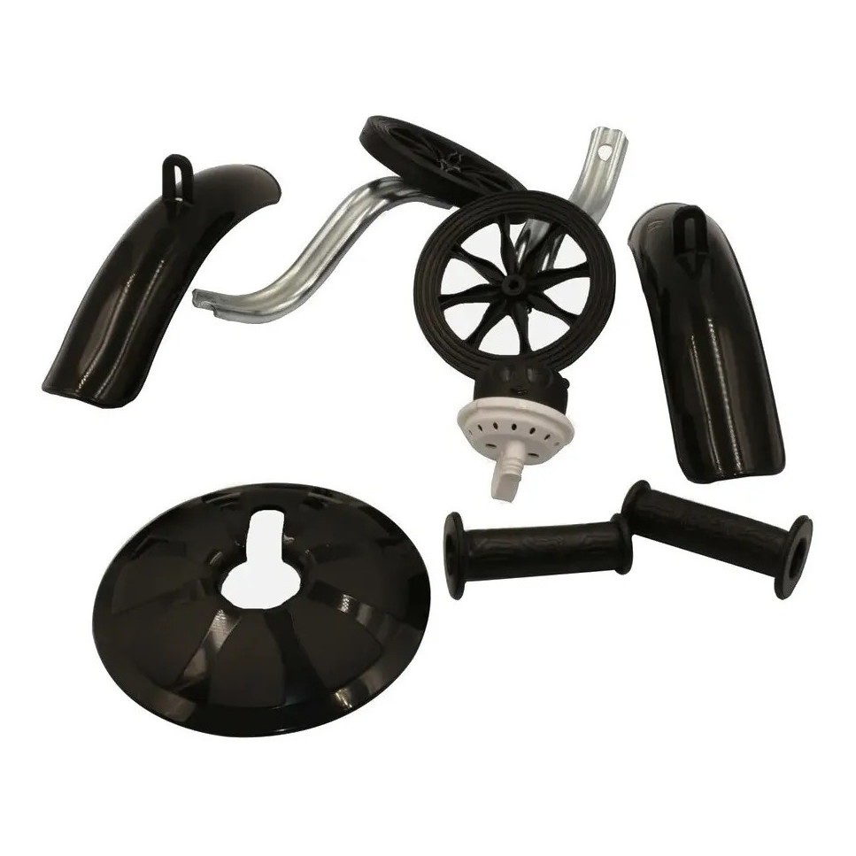 Kit de Montagem Bicicleta Infantil Aro 16 com rodinhas Manopla Para-lama Buzina manete freio PRETO