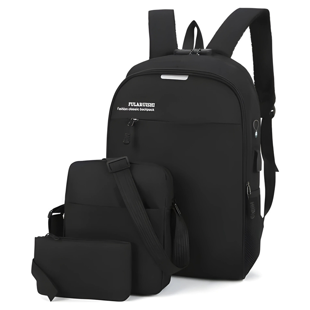 kit mochila 3 em 1 estojo escolar escritório notebook reforçada grande em Oferta na Shopee