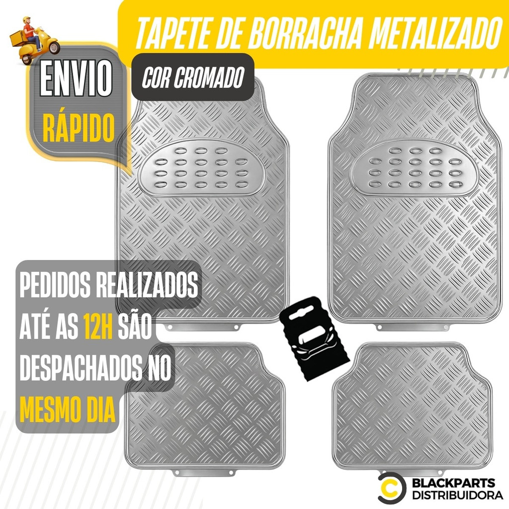 Kit Jogo Tapete Emborrachado Universal Metálico Carro Tuning Automotivo Cromad em Oferta na Shopee