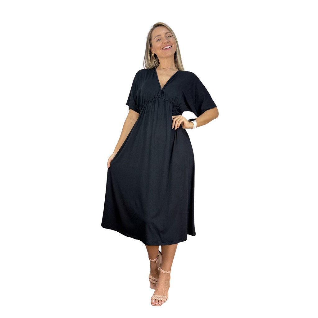 Vestido Manga Morcego Midi Premium Amamentação Gestante Casual Gravida Parto Maternidade Soltinho