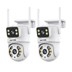 Kit 2 Câmera de Segurança Wi-fi Branco Dome de Dupla Lente com Sensor de Movimento - com App ICSEE