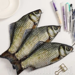Estojo Simulado De Peixe Salgado-Papelaria Para Estudantes-Bolsa De Em Formato-Organizador De Itens Criativos Armazename