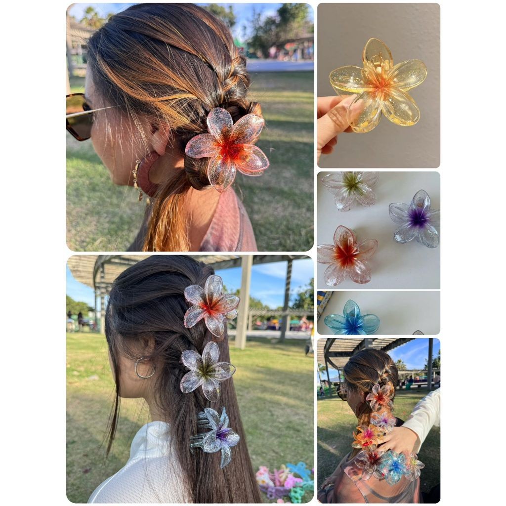 KIT 1 ou 2 cor Mix-Presilha Flor Jelly Brilhante  • Estilo Y2K • Acessório Cabelo Moda Praia-FRETE GRATIS