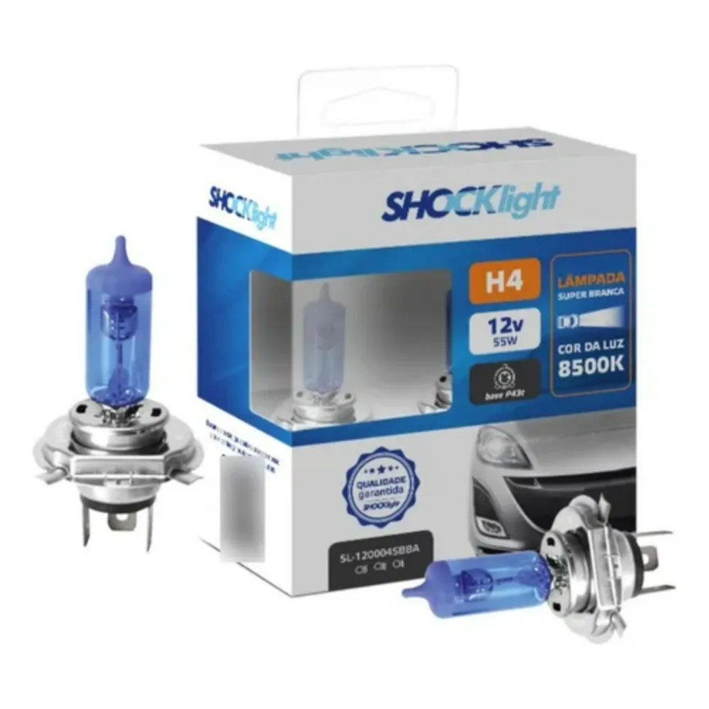 Lampada Halogena Super Branca Shocklight H4 12v 60/55w em Oferta na Shopee