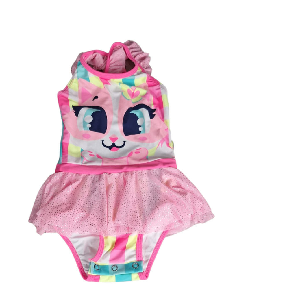 Maio Fantasia Gata Pic Nic Rosa Infantil Com Botões - Puket
