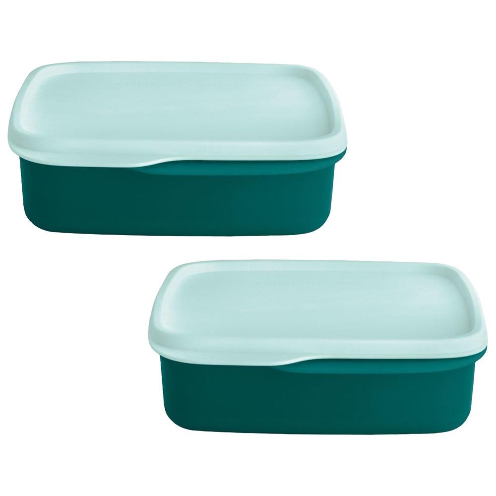 Kit com 2 Potes Herméticos Tupperware Basic Line com Divisória 550ml