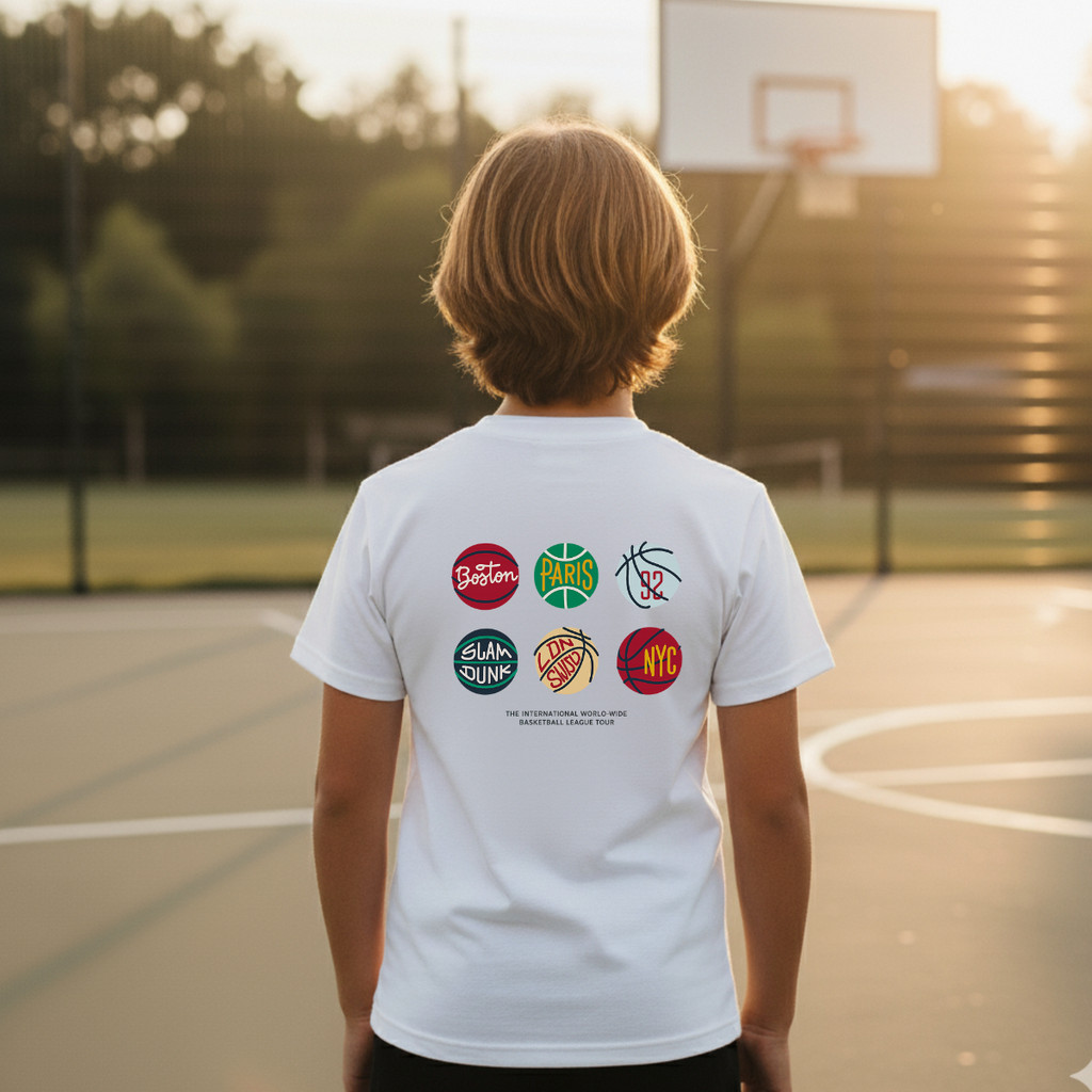 Camiseta Infantil Menino Estampado Esporte Basquete Algodão