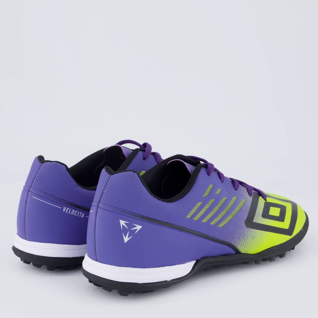 Chuteira Umbro Velocita Décimo Club Society Verde e Roxa · foto 2