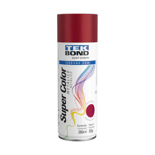 Tinta Spray Vermelho Metálico 350ml/250g TekBond em Oferta na Shopee