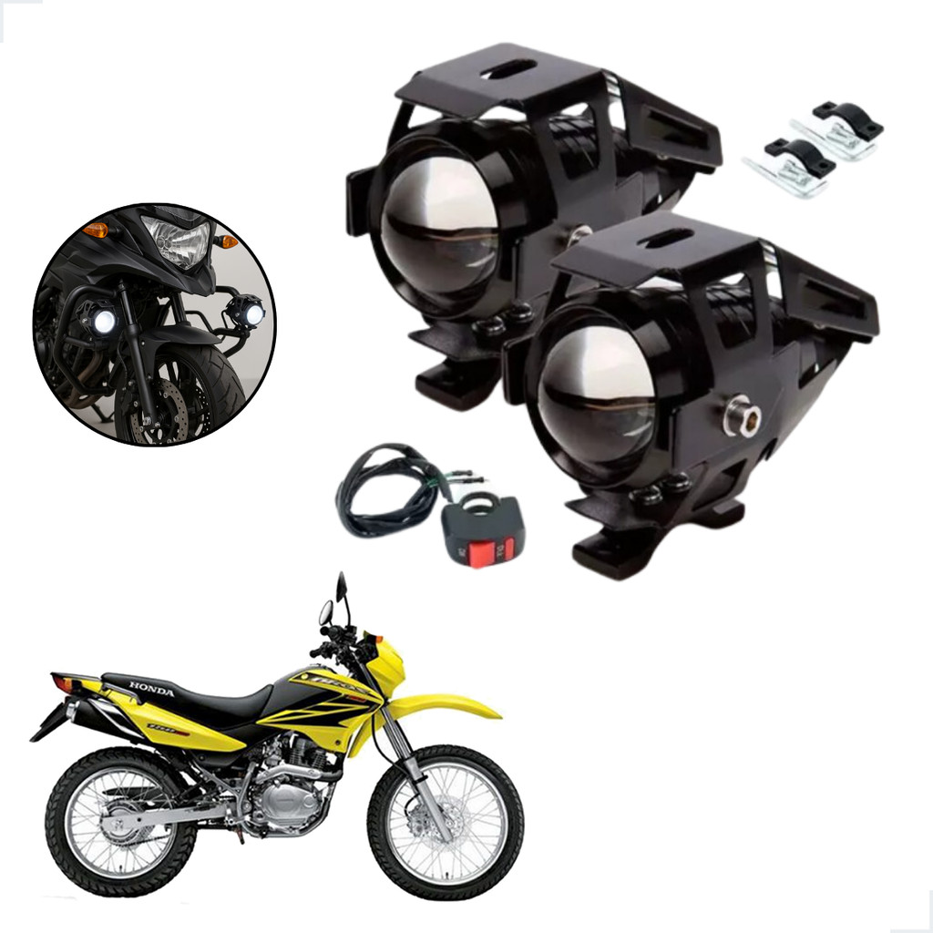 Kit Farol de Milha LED U5 Moto Honda NXR 150 BROS ES 2006 2007 2008 2009 Super Brilho 6000K