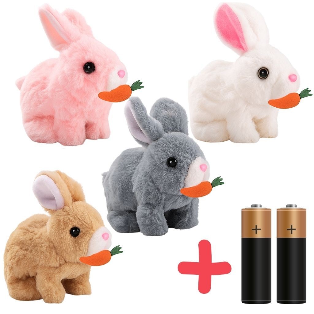 Coelho Interativo de Pelúcia Anda Emite Luz  Coelho  com Cenourinha  Sons Com Pilhas Envio Rápido em Oferta na Shopee