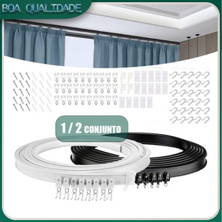 Cortina 5/10M Trilho De Curva Flexível Montado No Teto Reto Janelas Dobrável Acessórios Domésticos
