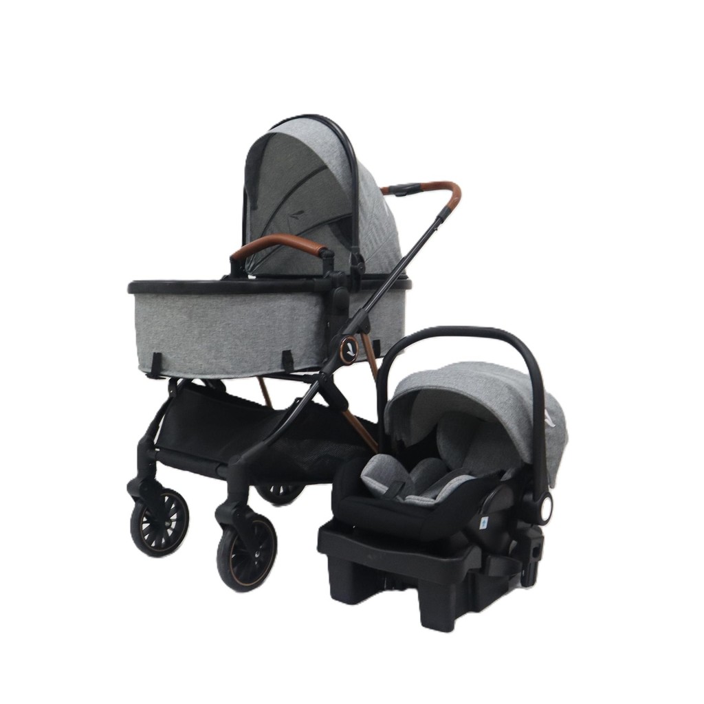 Carrinho Premium Baby + Bebê Conforto Florence Black/Cinza em Oferta na Shopee