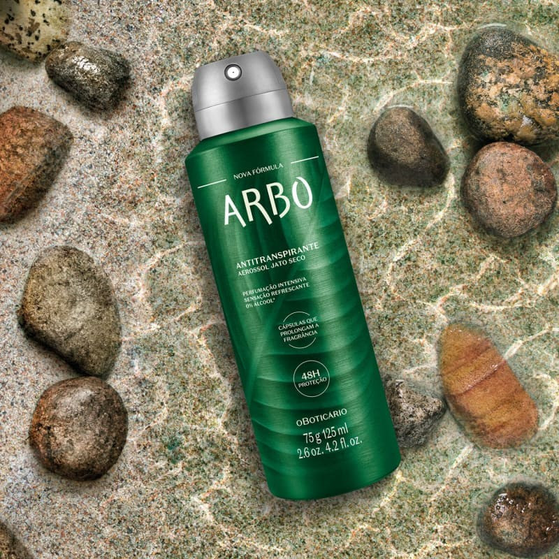 Desodorante Antitranspirante Aerossol Arbo O Boticário 75g/125ml | Proteção 48h | Frescor Masculino | Vegano