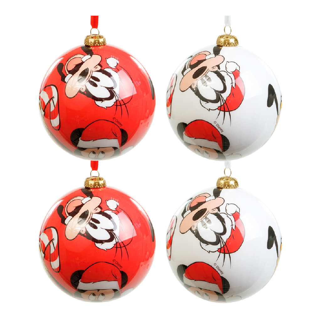 Kit com 4 bolas de natal mickey mouse e amigos pluto pateta para arvore 8cm