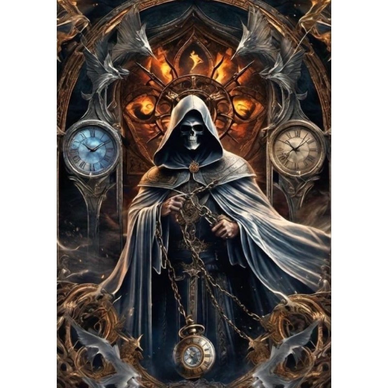 Quadro Decorativo Placa MDF-EXU Caveira Relógio