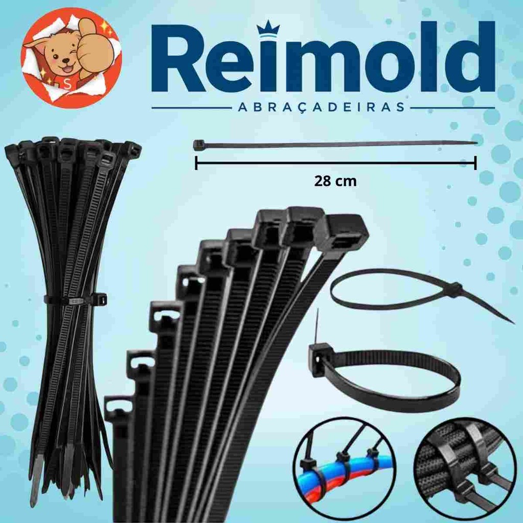 Abraçadeira Nylon 100 Peças 28 cm Presilha Enforca Gato Alta Resistência Durabilidade Organização em Oferta na Shopee