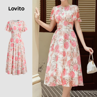 Lovito Vestido Elegante Floral Macio e Confortável para Primavera/verão para Mulheres L137ED702 em Oferta na Shopee