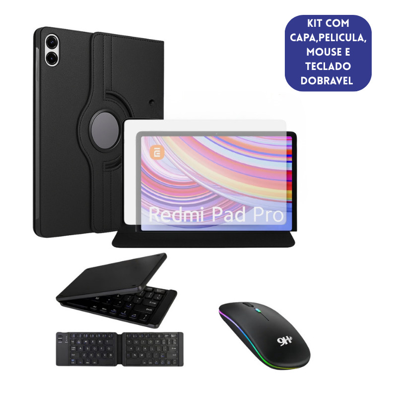 Kit Completo para Mi Pad Pro 12.1 Capa Película Teclado Dobravel + mouse