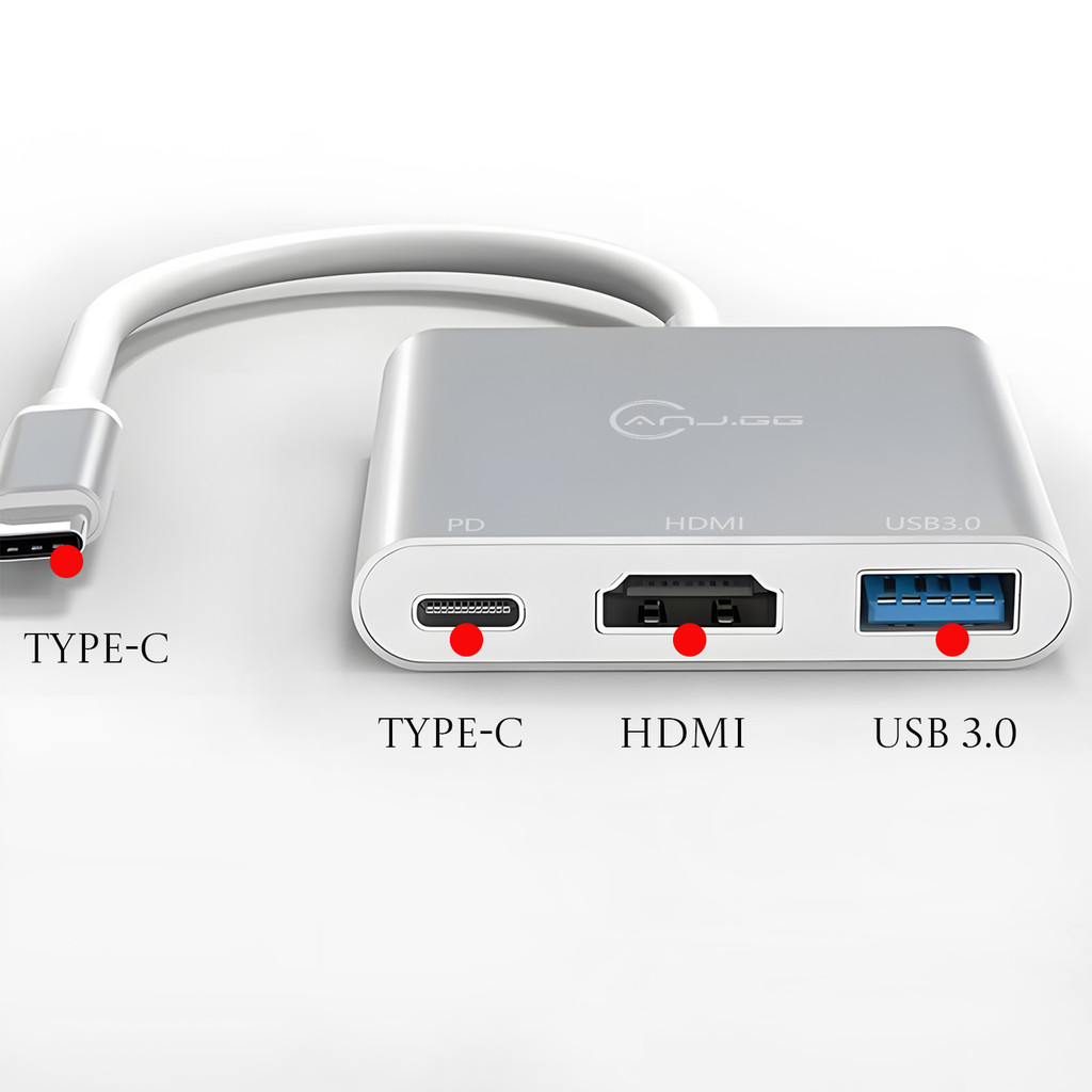 Adaptador USB Tipo C 3 em 1 HUB OTG para USB 3.0 HDMI 4K PD – MacBook Pro e Galaxy e Iphone