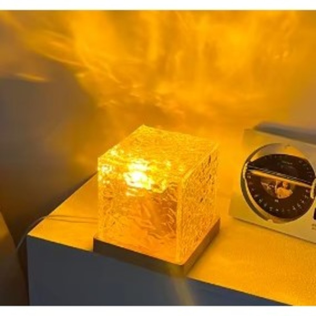Luminária Noturna Projetor de Ondulação da Água Com Rotação Dinâmica Modelo Cubo 3 Cores. BEAUTY BEAUTY