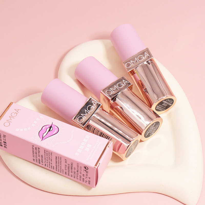OMGA grande cabeça de escova esmalte labial hidratante formando filme estudantes clareamento facial simples batom barato