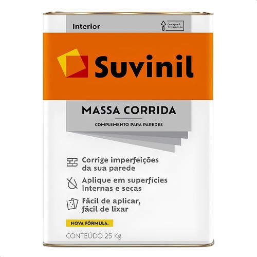 Massa Corrida Suvinil 25kg PVA Para Paredes Internas Original