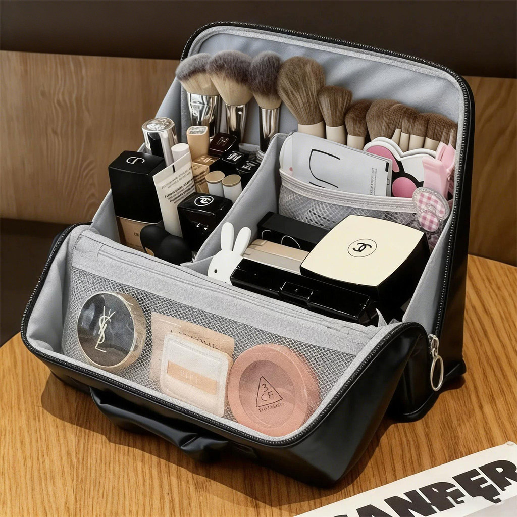 Bolsa cosmética feminina, bolsa de armazenamento de cosméticos com divisória de grande capacidade, bolsa de higiene pess