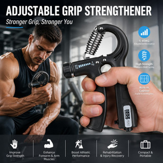 Hand Grip Flexor Ajustável De Punho Exercício 60kg com contador Para Mãos e Antebraço