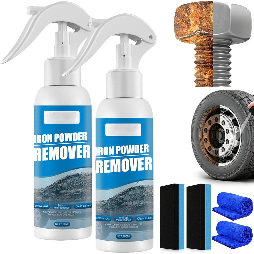 2026 Novo Spray Removedor de Pó de Ferro, Spray Multifuncional para Remoção Rápida de Ferrugem, Spray Removedor de Ferru